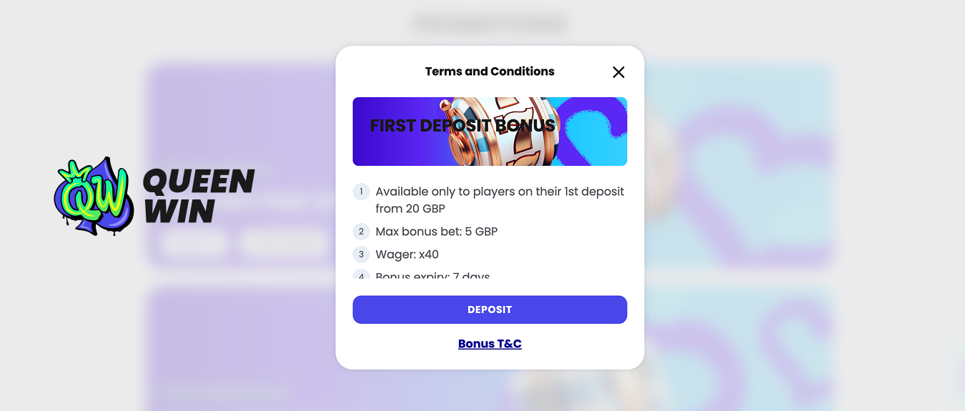 First Deposit Bonus at QueenWin Online Casino